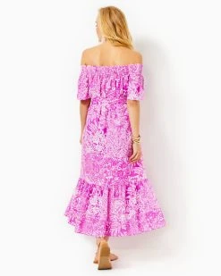 Isbell Off-The-Shoulder Linen Midi Dress