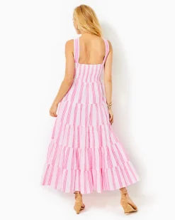 Jenette Striped Halter Maxi Dress