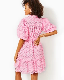 Cartley Elbow Sleeve Eyelet Shirtdress