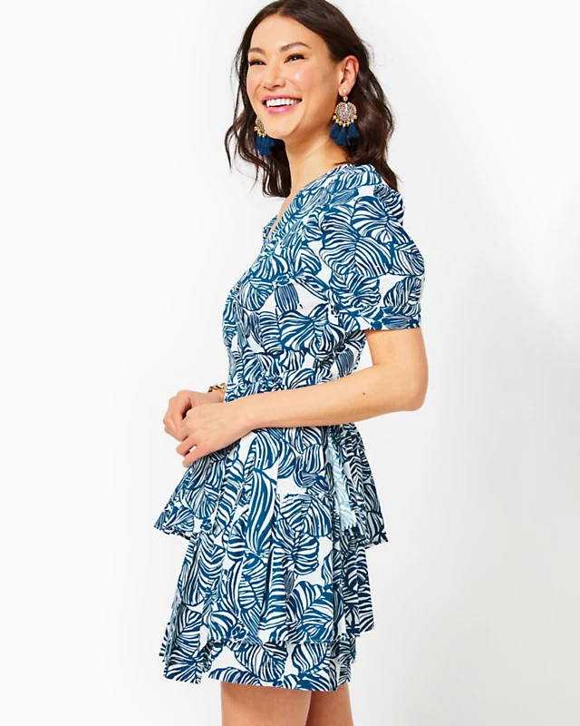 Alexandria Elbow Sleeve Cotton Wrap Dress - Image 2