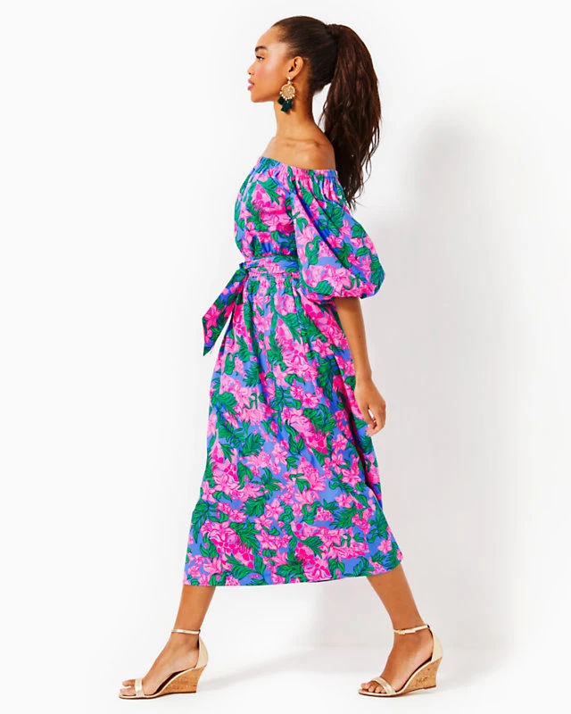 Shawnlee Elbow Sleeve Off-The-Shoulder Cotton Midi Dress - Image 2